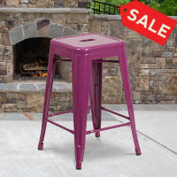 Flash Furniture ET-BT3503-24-PUR-GG 24'' High Backless Indoor-Outdoor Counter Height Stool in Purple